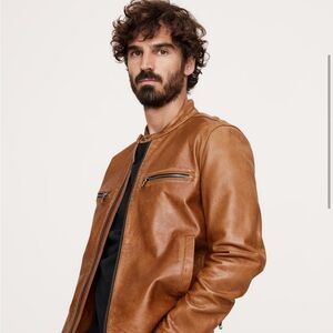 Men’s leather jacket.  New. Size M   Banana Republic